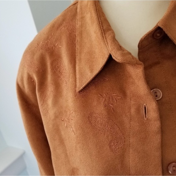 Microsuede Rust Shirt Jacket - Picture 1 of 7